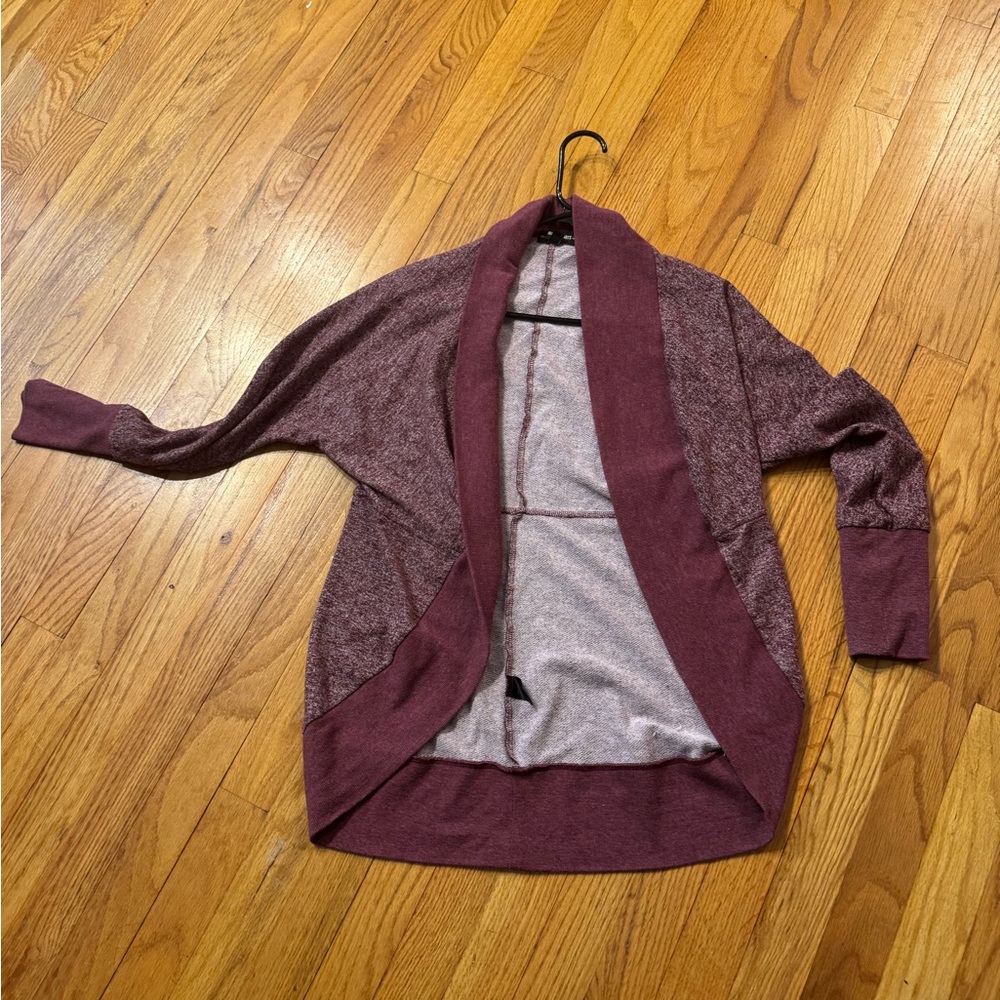 Women's Burgundy Open Front Sweater